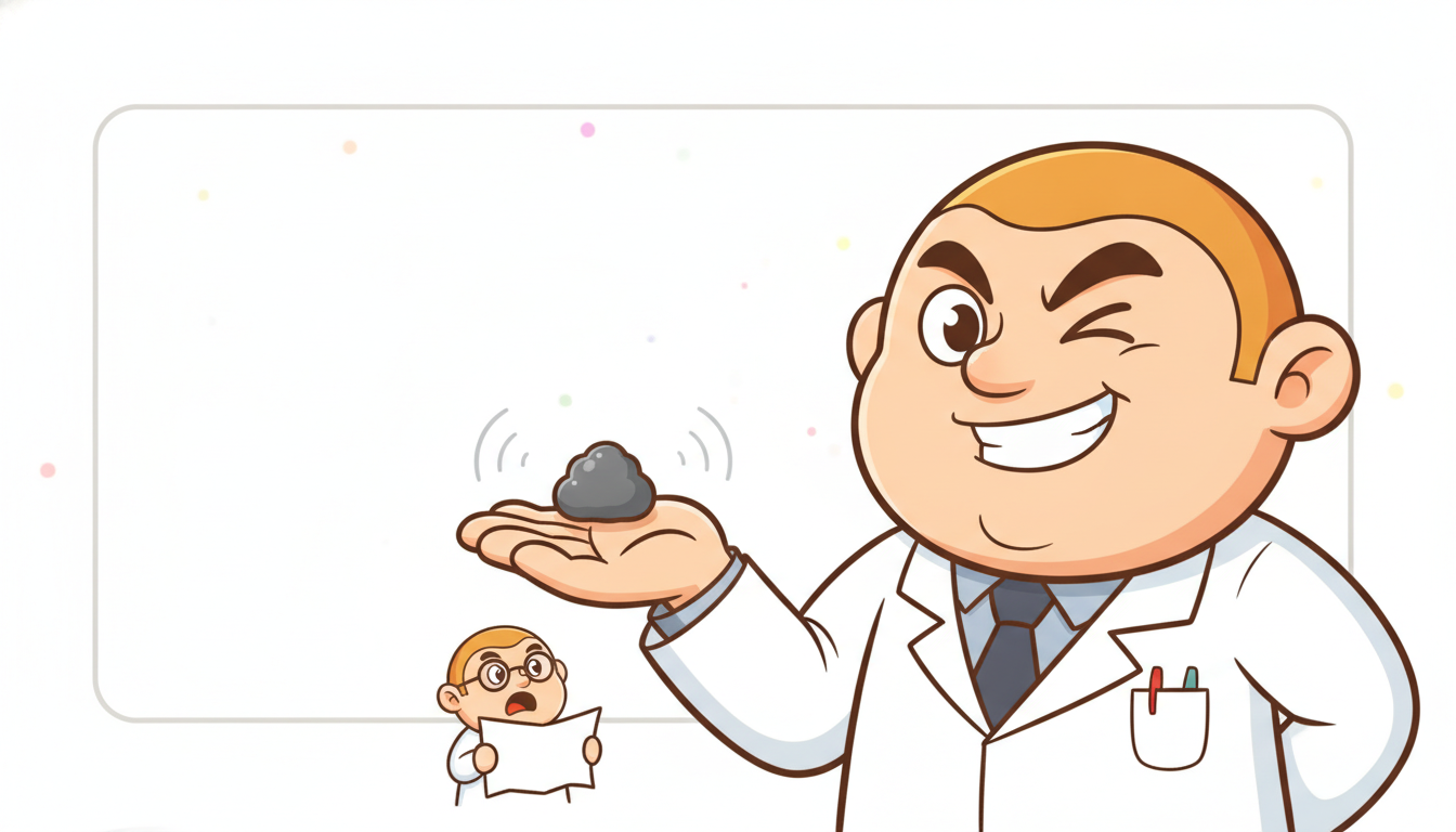 A smug cartoon character squashes every dot in the space into one identical blob in its palm so that all inputs map to the same point while a dismayed onlooker realizes the map now distinguishes nothing, dramatizing representational collapse where an encoder cheats by sending everything to one constant.
